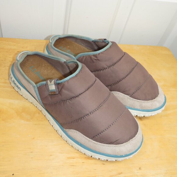 L.L.Bean Women's Mountain Classic Quilted Slides Size 8-Medium Brown/Turquoise - Picture 1 of 5